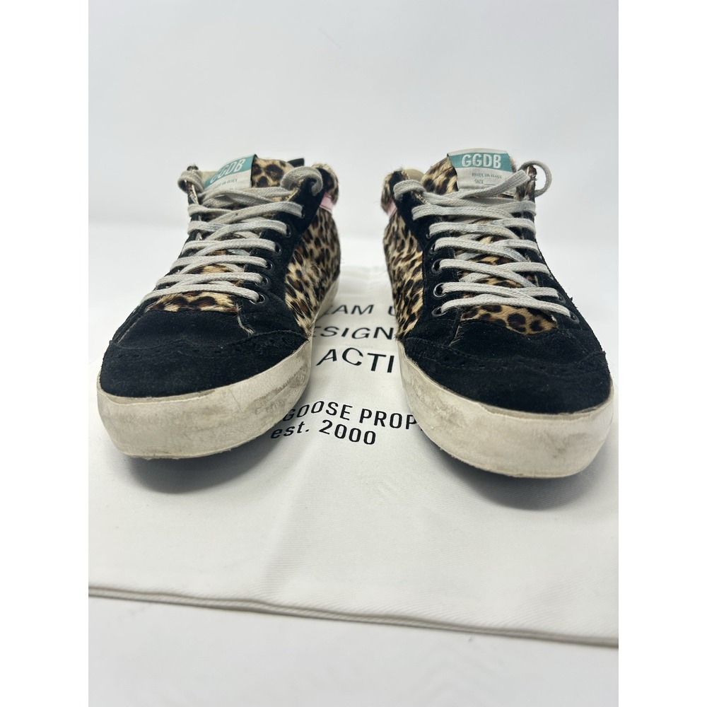 Golden Goose Mid Star Leopard Pony Hair Sneakers Women's 41 US 11 Black Star - Picture 5 of 13
